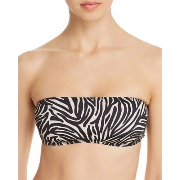 NWT Beach Riot Kelsey Bandeau Bikini Top Zebra | Black & Beige/Tan - Picture 6 of 8